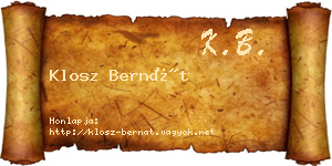 Klosz Bernát névjegykártya